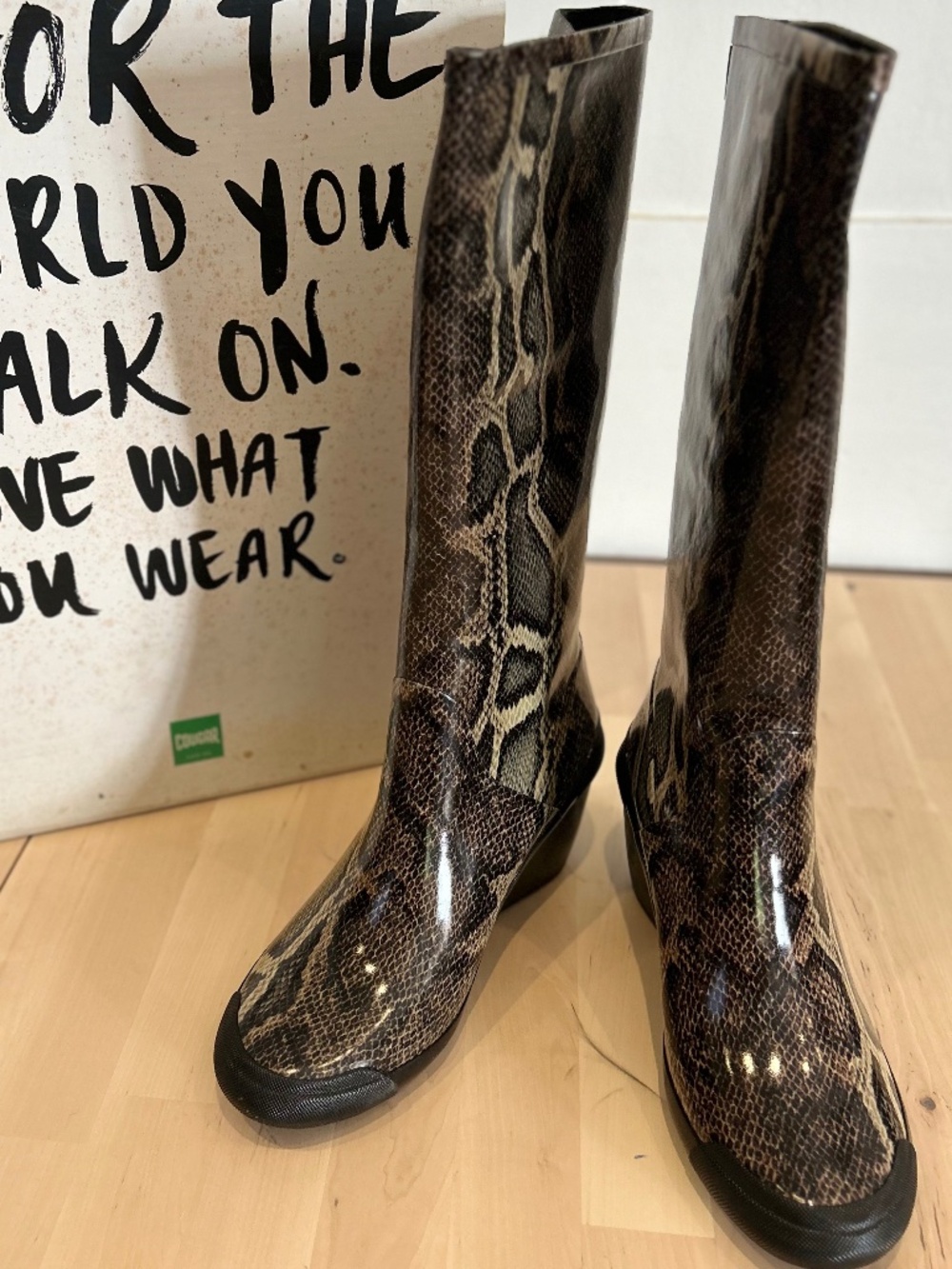 Cougar Snake-Print Tall Rain Boots